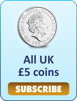 All UK £5 coins SUBSCRIBE