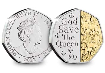 God Save The Queen Dual-Plated Platinum Jubilee 50p Obverse and Reverse
