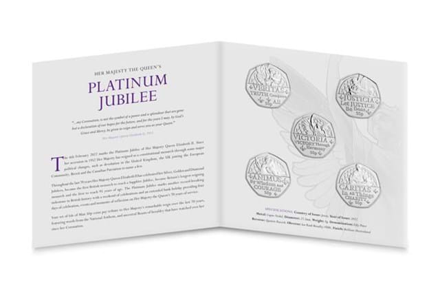 The Virtues of the Queen 50p Coins Pack Inside