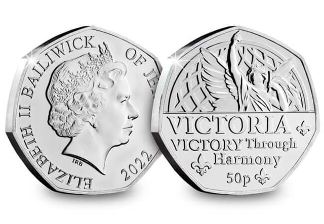 Victoria Victory Through Harmony 50p Obverse and Reverse