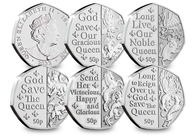 IOM National Anthem 50p Set all Reverses and Obverse