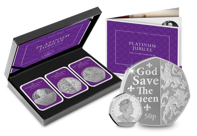 DOUBLE DIAMETER Silver 50p coins in Presentation Box