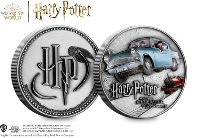 Harry Potter Flying Ford Anglia Masterpiece Obverse and Reverse