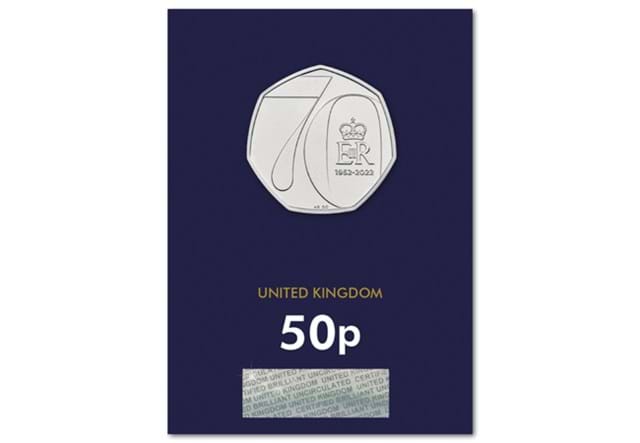 2022 UK Platinum Jubilee CERTIFIED BU 50p Reverse in Change Checker Card