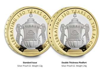 Piedfort FA Cup Coin comparison with standard issue - double thickness