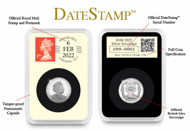 IOM 2022 Silver Sovereign DateStamp Issue in Everslab with Diagram