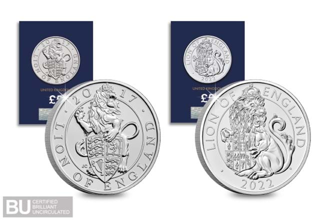 2017 & 2022 UK Lion of England BU £5 Pair with BU logo