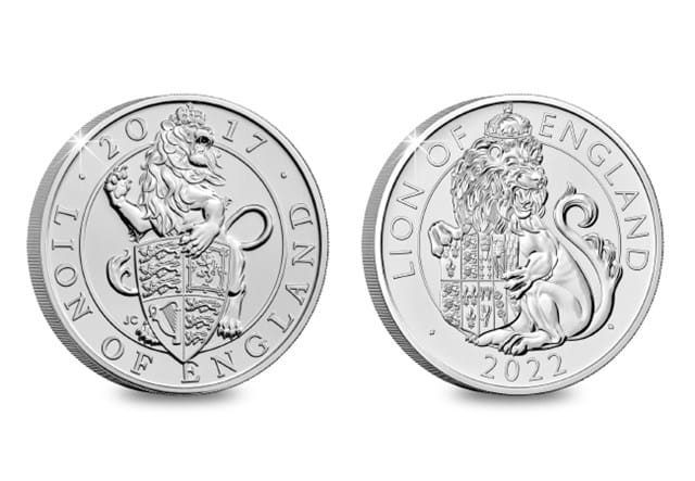 2017 & 2022 UK Lion of England BU £5 Pair Both Reverses
