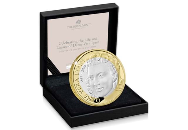 2022 Dame Vera Lynn Silver Proof £2 Coin in display case