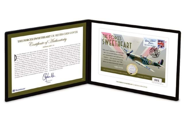 The Forces Sweetheart Silver UK Coin Cover with certificate of authenticity