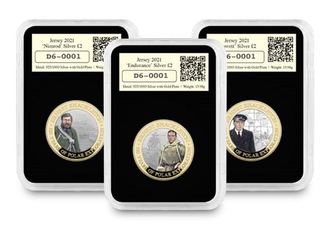 All three Sir Ernest Shackleton's coins in everslab