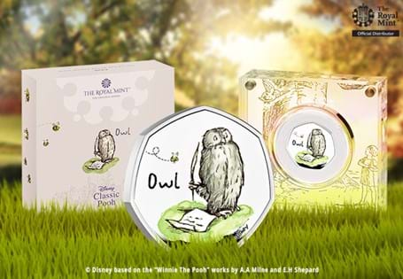 This is the official Owl UK 50p issued by The Royal Mint. It is struck from .925 Silver to a proof finish and features a coloured image.