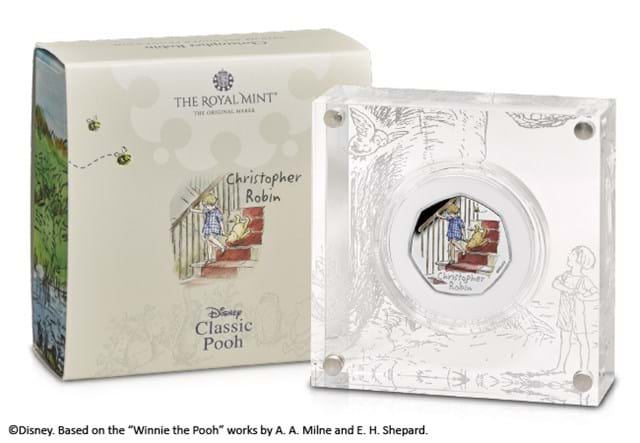 Christopher Robin Silver Proof 50P Coin Packaging