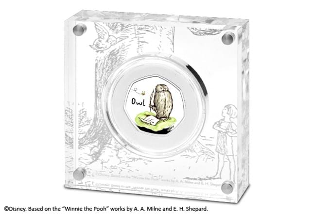 Owl 50p Silver in perspex box
