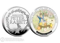 The Peter Rabbit™ Easter Commemorative features Peter Rabbit™ alongside his Easter Egg Basket. Stunningly plated with .925 Sterling Silver with the addition of vivid colour. 