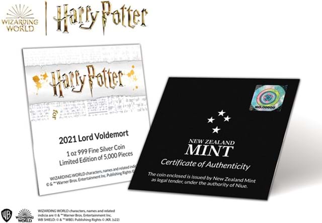 The Voldemort 1oz Silver Coin Certificate of Authenticity back and front