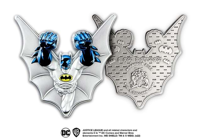 The Batman 5oz Silver Coin Reverse and Obverse