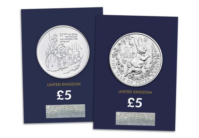 2021 & 2022 Peter Rabbit BU £5 Pair Reverses in Change Checker Card