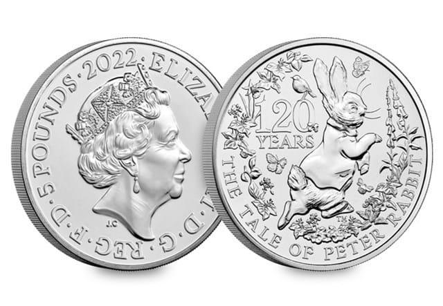 2022 UK Peter Rabbit CERTIFIED BU £5 Obverse and Reverse