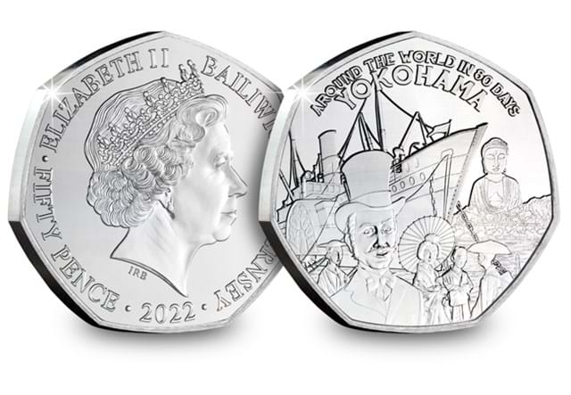Around the World in 80 Days 50p Yokohama Obverse and Reverse