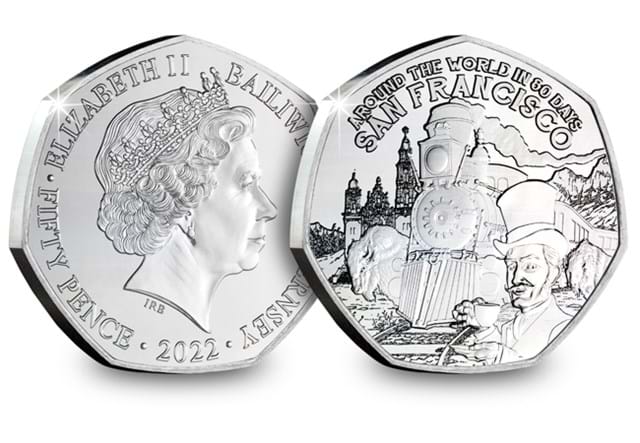 Around the World in 80 Days 50p San Francisco Obverse and Reverse