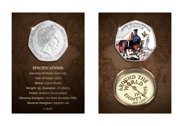 Around the World in 80 Days Colour BU 50p in display card
