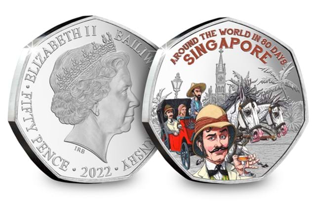 Around the World in 80 Days Silver 50p Singapore Obverse and Reverse