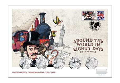 Five Guernsey 50p coins celebrating Around the World in 80 Days have been included in an Ultimate Brilliant Uncirculated Cover.