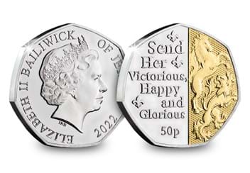 Send Her Victorious Happy and Glorious 50p Obverse and Reverse
