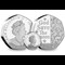 The God Save The Queen 5oz Silver Proof 50p Obverse and Reverse with Standard 50p