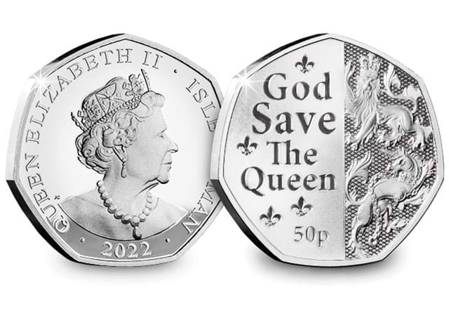 The God Save The Queen Silver 50p Close Up