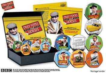 The Official Only Fools & Horses Set with certificate and reverses up close