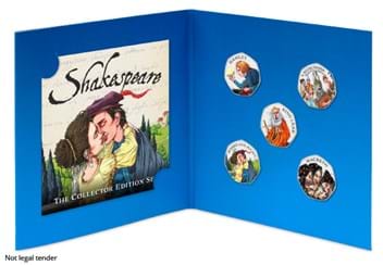 The Shakespeare Commemorative Set open display card