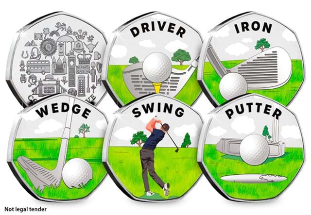 The Golf Collector Edition Set Obverse and Reverses - Not legal tender