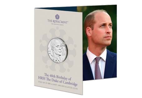 This £5 BU Pack has been issued to commemorate the 40th Birthday of Prince William, the Duke of Cambridge. Struck to Brilliant Uncirculated quality.