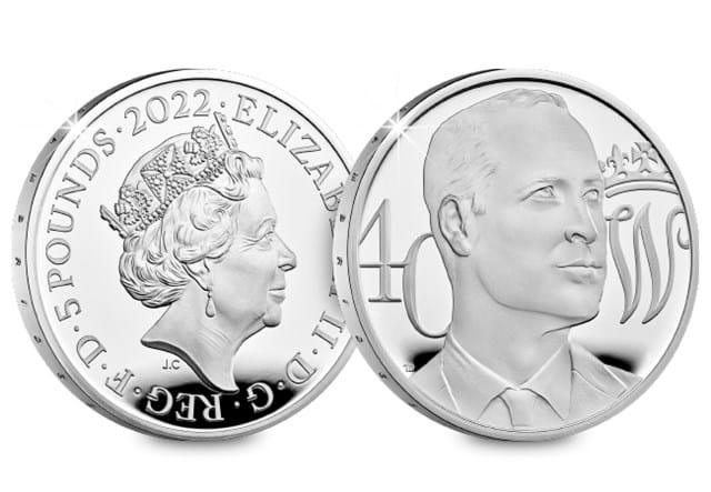 Duke Of Cambridge 40th Birthday Silver Proof £5 Obverse Reverse