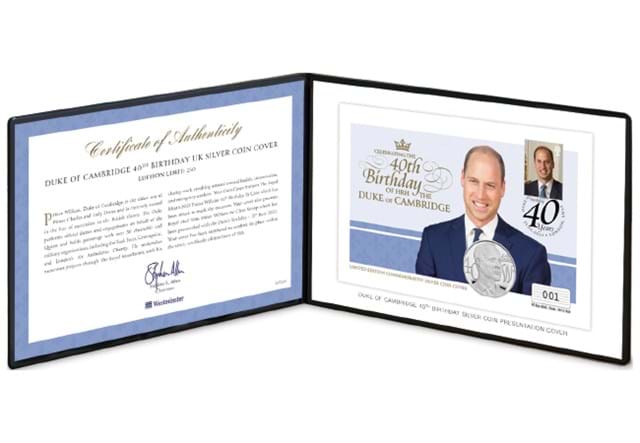 Duke of Cambridge Silver £5 Cover In Folder