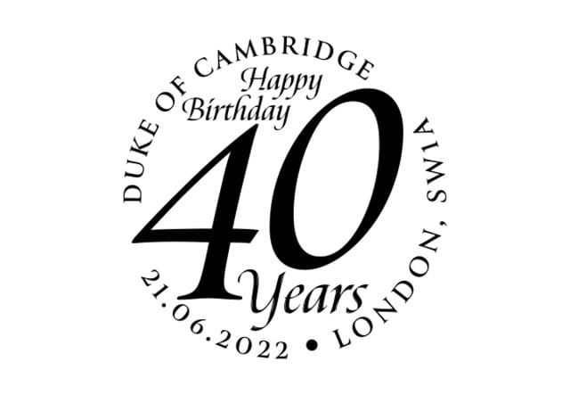 Duke of Cambridge 40th Birthday Postmark