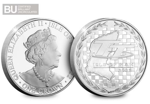 AT Change Checker Isle Of Man TT 2022 Crown obverse/reverse with BU logo