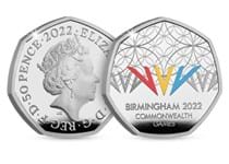 This Silver Proof 50p has been issued by The Royal Mint to celebrate 20 years since the first Commonwealth Games was held. It features the geometric patterns of Birmingham Library.
