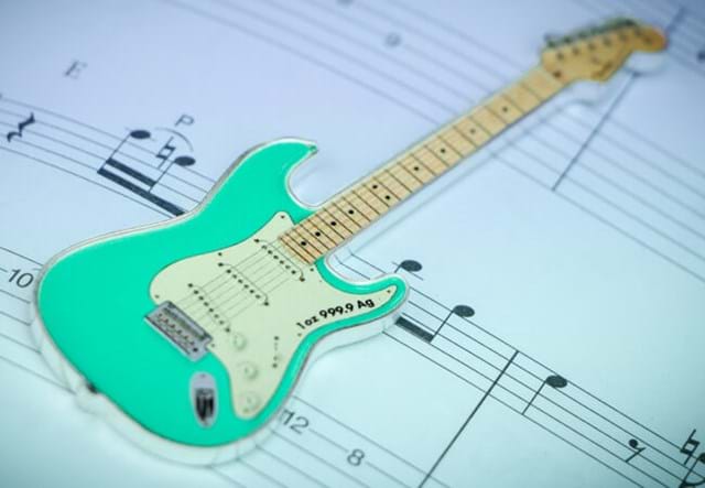 Stratocaster Guitar Coin With Music Sheet