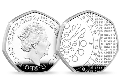 Alan Turing Silver 50P Obverse Reverse