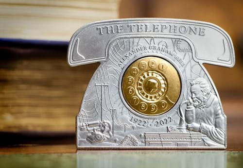 Alexander Graham Bell Telephone Coin On Desk