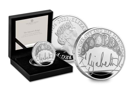 This is the second coin to feature The Queen's signature and is part of The Queen's Reign coin series. It's been struck from .925 Silver to a Proof finish.