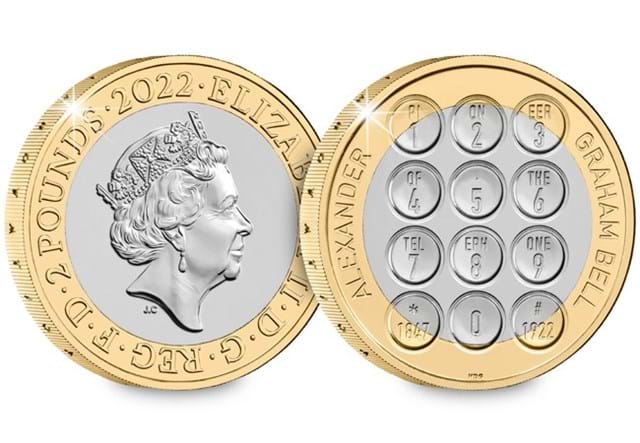UK 2022 Alexander Graham Bell BU £2 Obverse Reverse