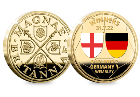 Your England Winners' Commemorative features the final score of the England vs Germany game that earned England the win at the European Championships at Wembley on 31st July 2022.