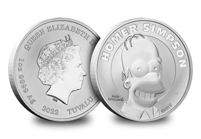 Homer And Bart Simpson Silver 1Oz Coins Homer Obverse Reverse