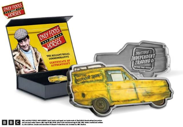 Only Fools And Horses Reliant Regal Van Shaped Medal With Box In Background