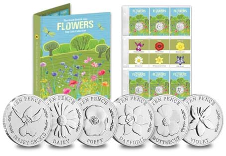 This stunning set celebrates some of the British Isles' most loved Wild Flowers; the Poppy, Daffodil, Jersey Orchid, Daisy, Buttercup and Violet.