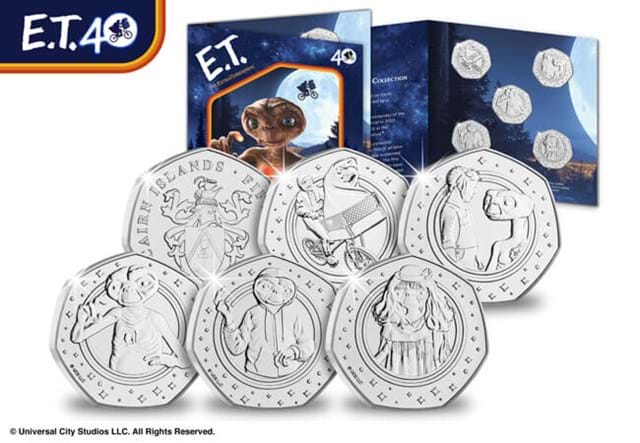 E.T. BU 50 Cent Non Colour Set Reverses And Obverse With Packaging